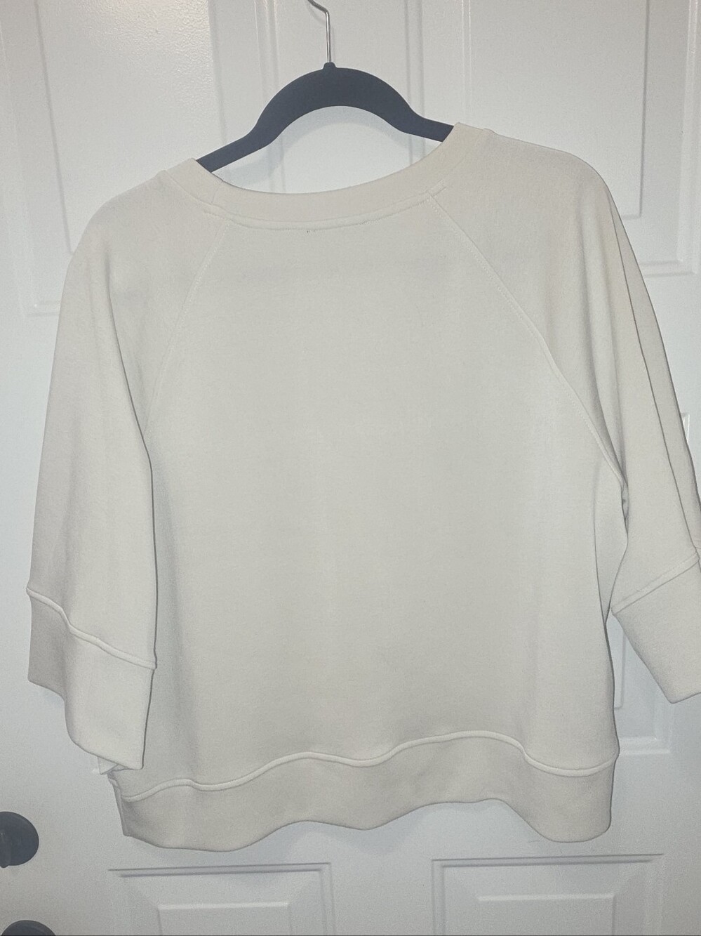 Tahari Ivory Scuba Knit Top XL Elbow Sleeve Oversized Boxy Pullover - Picture 3 of 7